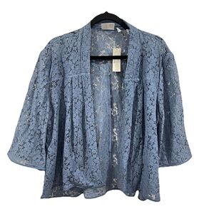 New York & Company Lace Cardigan Blue Size XL Lightweight Open Front NWT